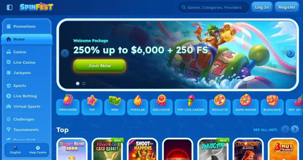Captura de pantalla del juego de la aplicación móvil SpinFest