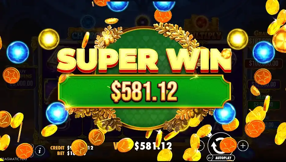 Superganancia de la tragaperras SpellMaster de 581,12 $ con monedas de oro volando